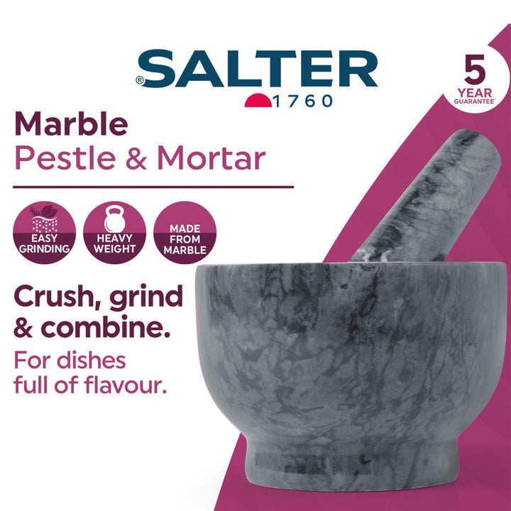 Salter Marble Pestle and Mortar, Black