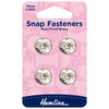 Snap Fasteners: Sew-on: Nickel: 15mm: Pack of 4