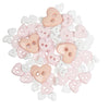 Buttons: Craft: Mini: Hearts: White: 2.5g
