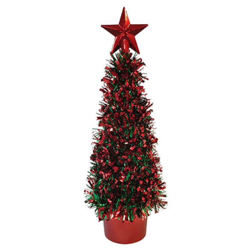 Premier 41cm Red &amp; Green Tinsel Tree