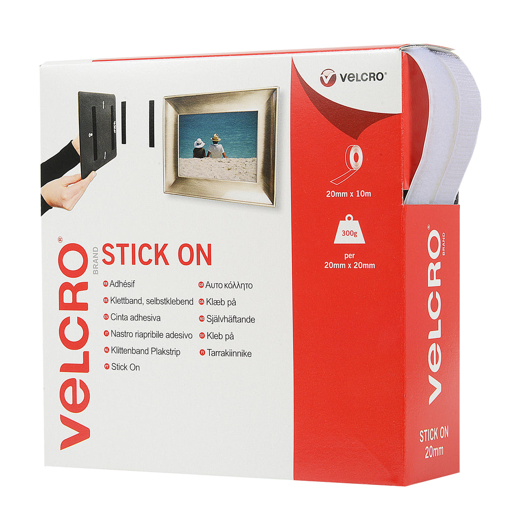 Hook & Loop Tape: Stick-On: 20mm: White Sold by the Metre