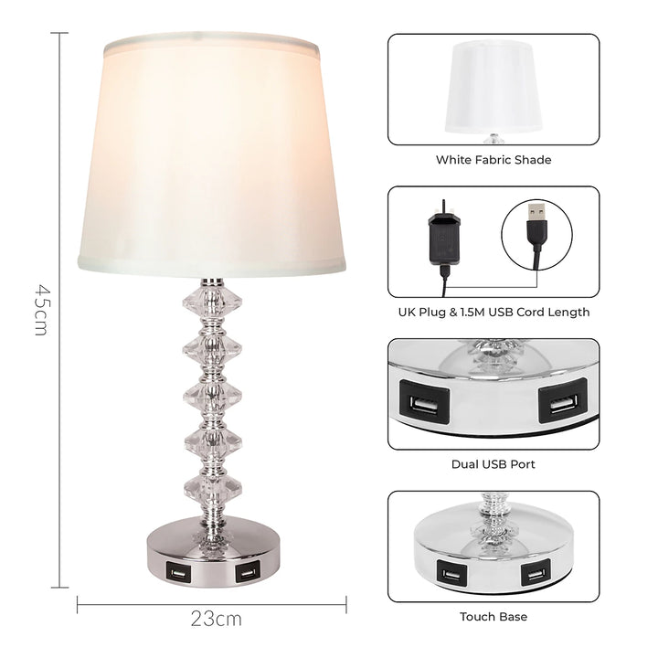 Anika Crystal Effect Touch Table Lamp