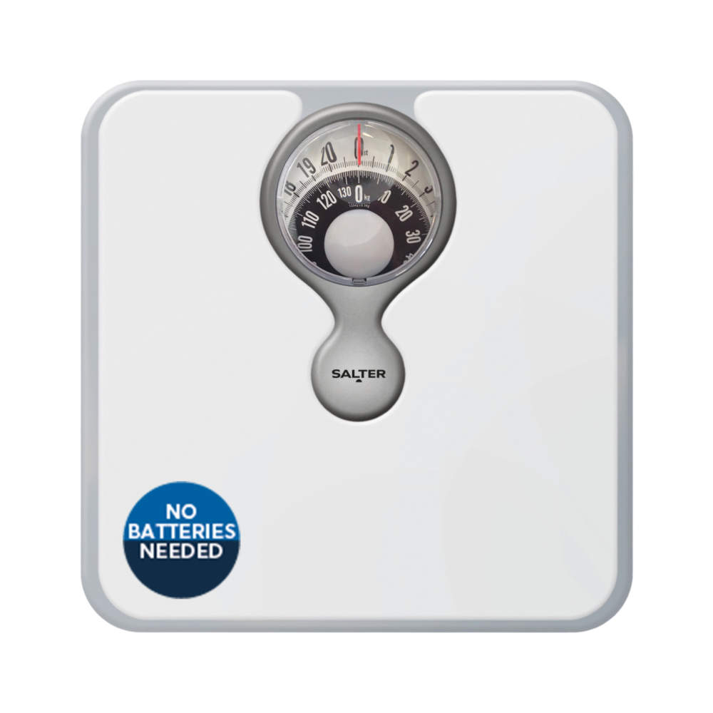 Salter Compact Mechanical Bathroom Scale with Magnifying Lens White