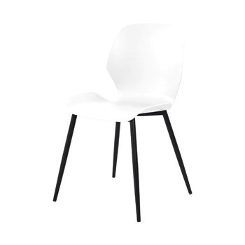 Aspen - Carnaby Kitchen Chairs, White Plastic Seat With Black Legs (Pair) (Self Assembly) (DHD) Image 1