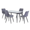 Aspen - Gloss White Sintered Stone Rectangular Table & 4 Diamond Stitch Grey Fabric Chairs (Self Assembly) (DHD) Image 1