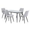 Aspen - Gloss White Sintered Stone Rectangular Table & 4 Diamond Stitch Light Grey Cord Fabric Chairs (Self Assembly) (DHD) Image 1