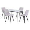 Aspen - Gloss White Sintered Stone Rectangular Table & 4 Diamond Stitch Natural Fabric Chairs (Self Assembly) (DHD) Image 1