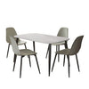 Aspen - Gloss White Sintered Stone Rectangular Table & 4 Light Grey Curve Chairs (Self Assembly) (DHD) Image 1