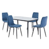 Aspen - Gloss White Sintered Stone Rectangular Table & 4 Straight Stitch Blue Cord Chairs (Self Assembly) (DHD) Image 1