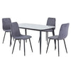 Aspen - Gloss White Sintered Stone Rectangular Table & 4 Straight Stitch Grey Chairs (Self Assembly) (DHD) Image 1
