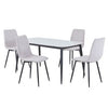 Aspen - Gloss White Sintered Stone Rectangular Table & 4 Straight Stitch Natural Chairs (Self Assembly) (DHD) Image 1