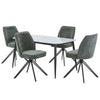 Aspen - Gloss White Sintered Stone Rectangular Table & 4 Swivel Green Cord Fabric Chairs (Self Assembly) (DHD) Image 1