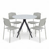 Aspen - Gloss White Sintered Stone Round Table & 4 Academy Light Grey Chairs (Self Assembly) (DHD) Image 1