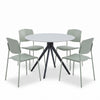 Aspen - Gloss White Sintered Stone Round Table & 4 Academy Sage Green Chairs (Self Assembly) (DHD) Image 1