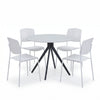Aspen - Gloss White Sintered Stone Round Table & 4 Academy White Chairs (Self Assembly) (DHD) Image 1