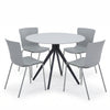 Aspen - Gloss White Sintered Stone Round Table & 4 Bali Light Grey Chairs (Self Assembly) (DHD) Image 1