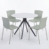 Aspen - Gloss White Sintered Stone Round Table & 4 Bali Sage Green Chairs (Self Assembly) (DHD) Image 1