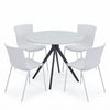 Aspen - Gloss White Sintered Stone Round Table & 4 Bali White Chairs (Self Assembly) (DHD) Image 1
