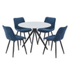 Aspen - Gloss White Sintered Stone Round Table & 4 Blue Cord Fabric Chair Set (Self Assembly) (DHD) Image 1