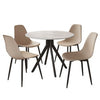 Aspen - Gloss White Sintered Stone Round Table & 4 Calico Curve Chairs (Self Assembly) (DHD) Image 1