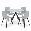 Aspen - Gloss White Sintered Stone Round Table & 4 Carnaby Light Grey Chairs (Self Assembly) (DHD) Image 1
