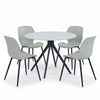 Aspen - Gloss White Sintered Stone Round Table & 4 Carnaby Sage Green Chairs (Self Assembly) (DHD) Image 1