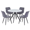 Aspen - Gloss White Sintered Stone Round Table & 4 Diamond Stitch Grey Fabric Chairs (Self Assembly) (DHD) Image 1