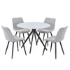 Aspen - Gloss White Sintered Stone Round Table & 4 Diamond Stitch Light Grey Cord Fabric Chairs (Self Assembly) (DHD) Image 1