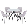 Aspen - Gloss White Sintered Stone Round Table & 4 Diamond Stitch Natural Fabric Chairs (Self Assembly) (DHD) Image 1