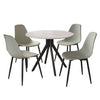 Aspen - Gloss White Sintered Stone Round Table & 4 Light Grey Curve Chairs (Self Assembly) (DHD) Image 1