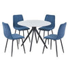Aspen - Gloss White Sintered Stone Round Table & 4 Straight Stitch Blue Cord Chairs (Self Assembly) (DHD) Image 1