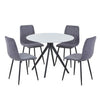 Aspen - Gloss White Sintered Stone Round Table & 4 Straight Stitch Grey Chairs (Self Assembly) (DHD) Image 1
