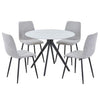 Aspen - Gloss White Sintered Stone Round Table & 4 Straight Stitch Light Grey Cord Chairs (Self Assembly) (DHD) Image 1