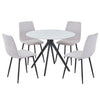 Aspen - Gloss White Sintered Stone Round Table & 4 Straight Stitch Natural Chairs (Self Assembly) (DHD) Image 1