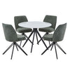 Aspen - Gloss White Sintered Stone Round Table & 4 Swivel Green Cord Fabric Chairs (Self Assembly) (DHD) Image 1