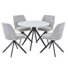 Aspen - Gloss White Sintered Stone Round Table & 4 Swivel Light Grey Cord Fabric Chairs (Self Assembly) (DHD) Image 1