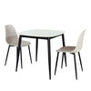 Aspen - Gloss White Sintered Stone Square Table & 2 Calico Curve Chairs (Self Assembly) (DHD) Image 1