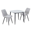Aspen - Gloss White Sintered Stone Square Table & 2 Diamond Stitch Light Grey Cord Fabric Chairs (Self Assembly) (DHD) Image 1