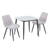 Aspen - Gloss White Sintered Stone Square Table & 2 Diamond Stitch Natural Fabric Chairs (Self Assembly) (DHD) Image 1