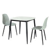 Aspen - Gloss White Sintered Stone Square Table & 2 Light Grey Curve Chairs (Self Assembly) (DHD) Image 1