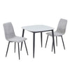 Aspen - Gloss White Sintered Stone Square Table & 2 Straight Stitch Light Grey Cord Chairs (Self Assembly) (DHD) Image 1