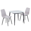 Aspen - Gloss White Sintered Stone Square Table & 2 Straight Stitch Natural Chairs (Self Assembly) (DHD) Image 1