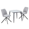 Aspen - Gloss White Sintered Stone Square Table & 2 Swivel Light Grey Cord Fabric Chairs (Self Assembly) (DHD) Image 1