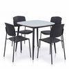 Aspen - Gloss White Sintered Stone Square Table & 4 Academy Black Chairs (Self Assembly) (DHD) Image 1