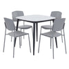 Aspen - Gloss White Sintered Stone Square Table & 4 Academy Light Grey Chairs (Self Assembly) (DHD) Image 1