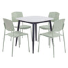 Aspen - Gloss White Sintered Stone Square Table & 4 Academy Sage Green Chairs (Self Assembly) (DHD) Image 1