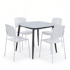 Aspen - Gloss White Sintered Stone Square Table & 4 Academy White Chairs (Self Assembly) (DHD) Image 1