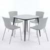 Aspen - Gloss White Sintered Stone Square Table & 4 Bali Light Grey Chairs (Self Assembly) (DHD) Image 1