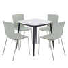 Aspen - Gloss White Sintered Stone Square Table & 4 Bali Sage Green Chairs (Self Assembly) (DHD) Image 1