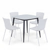 Aspen - Gloss White Sintered Stone Square Table & 4 Bali White Chairs (Self Assembly) (DHD) Image 1